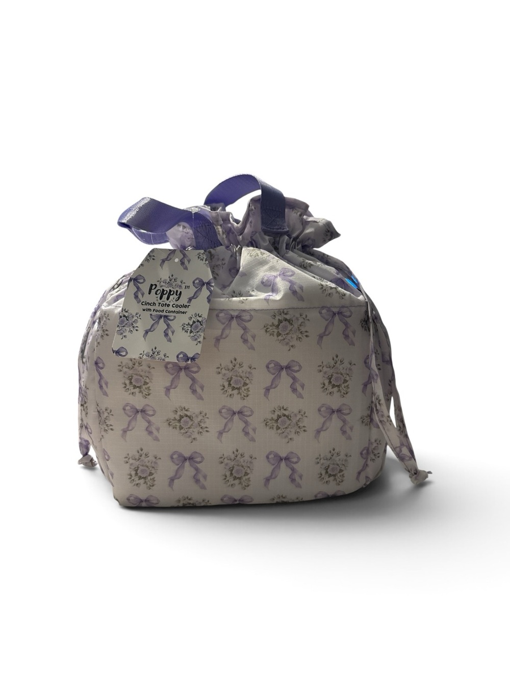 Cinch Tote Cooler - Lavender Bow Print